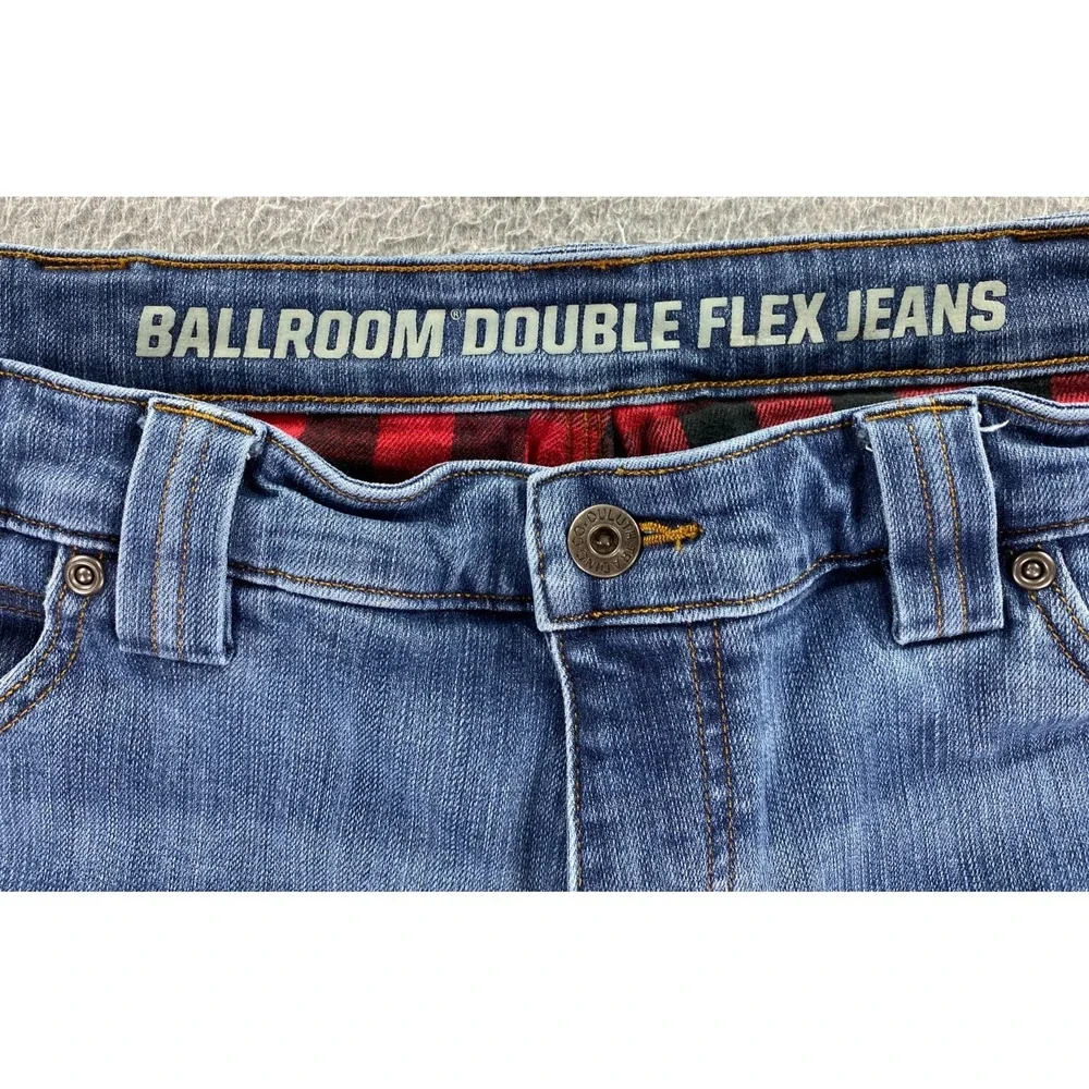 Duluth Ballroom Double Flex Men's Jeans 38x30 Buffalo Plaid Flannel Lined Denim - Picture 3 of 13